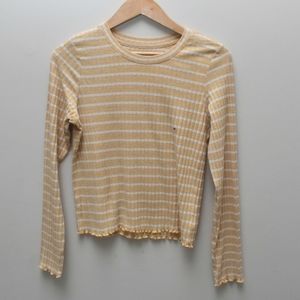 American Eagle| NWT mustard striped crop top